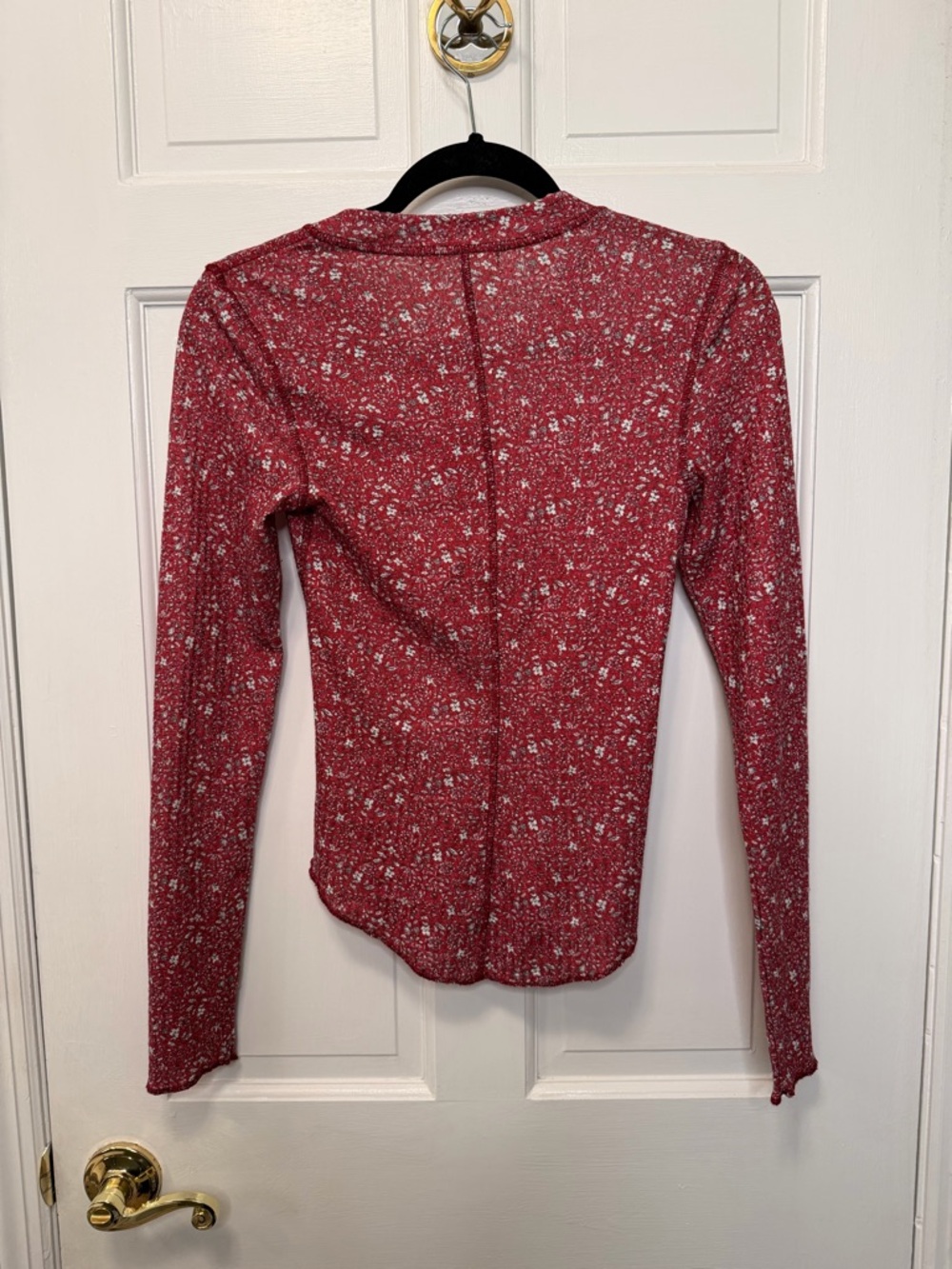 Natural Life Floral Thermal Henley Long Sleeve Boho Fitted Snap Front Size Small - Picture 5 of 5